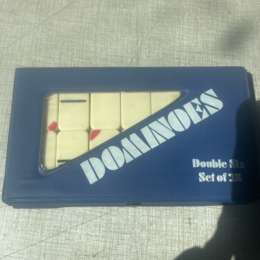 Vintage Classic Double Six Dominoes Set in Blue Case -2 sets available